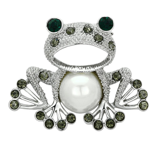 MALO2844 - Imitation Rhodium White Metal Brooches with Synthetic Pearl in White