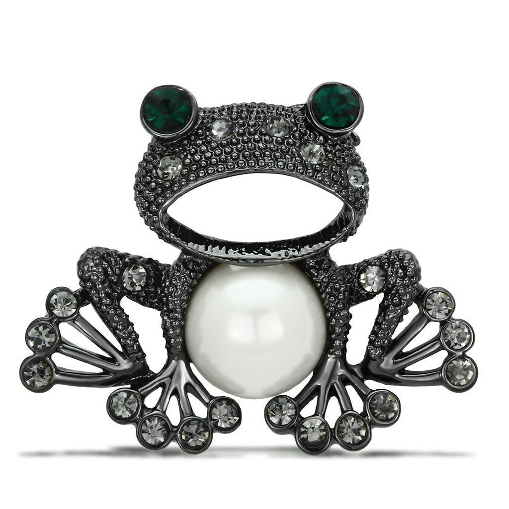MALO2845 - Ruthenium White Metal Brooches with Synthetic Pearl in White