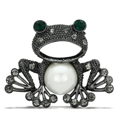 MALO2845 - Ruthenium White Metal Brooches with Synthetic Pearl in White