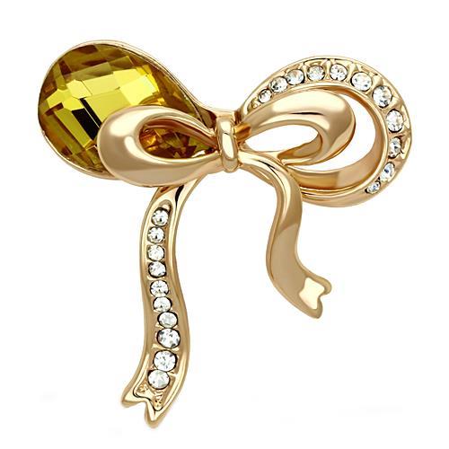 MALO2847 - Flash Rose Gold White Metal Brooches with Synthetic Glass Bead in Topaz