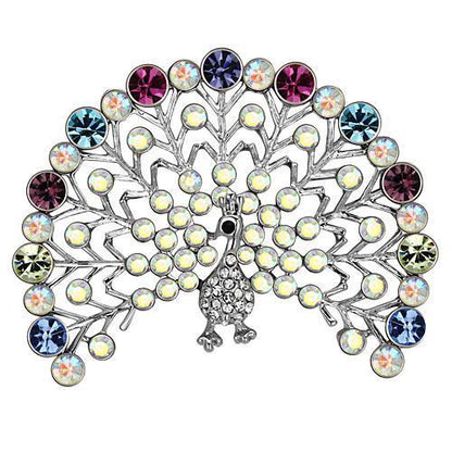 MALO2848 - Imitation Rhodium White Metal Brooches with Top Grade Crystal  in Multi Color