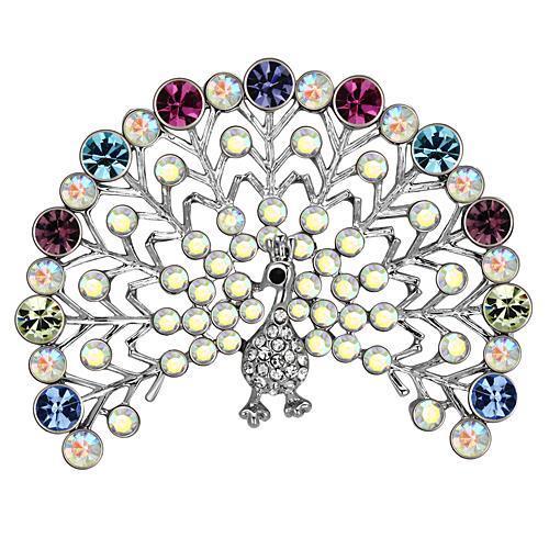 MALO2848 - Imitation Rhodium White Metal Brooches with Top Grade Crystal  in Multi Color