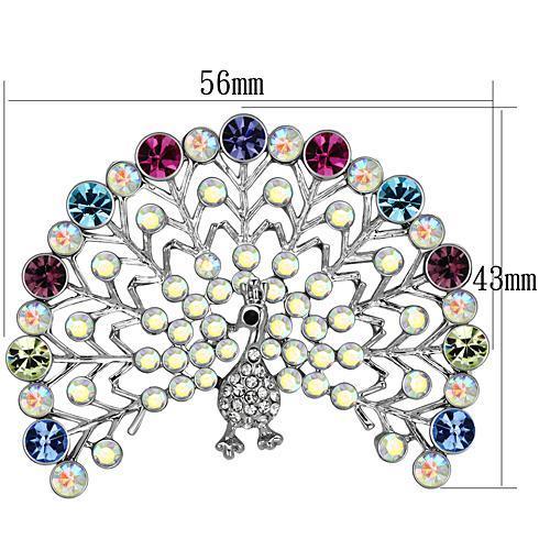 MALO2848 - Imitation Rhodium White Metal Brooches with Top Grade Crystal  in Multi Color