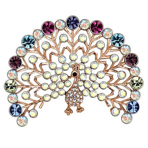 MALO2849 - Flash Rose Gold White Metal Brooches with Top Grade Crystal  in Multi Color