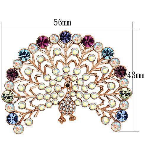 MALO2849 - Flash Rose Gold White Metal Brooches with Top Grade Crystal  in Multi Color