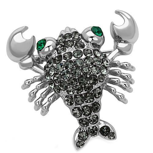 MALO2850 - Imitation Rhodium White Metal Brooches with Top Grade Crystal  in Emerald