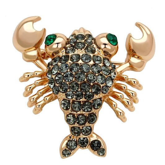 MALO2851 - Flash Rose Gold White Metal Brooches with Top Grade Crystal  in Emerald
