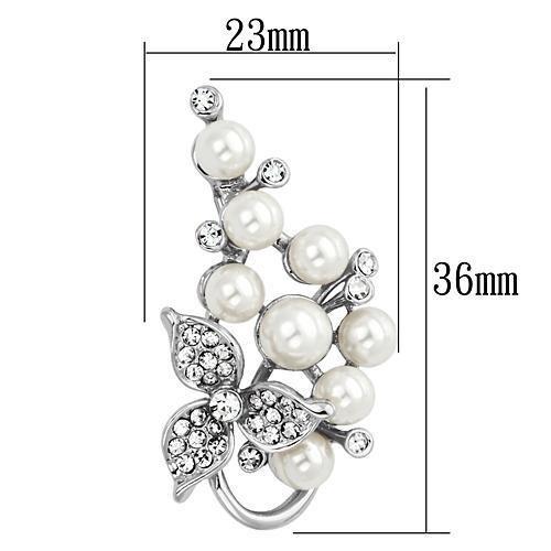 MALO2852 - Imitation Rhodium White Metal Brooches with Synthetic Pearl in White