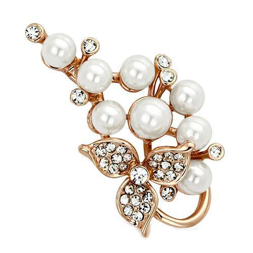 MALO2853 - Flash Rose Gold White Metal Brooches with Synthetic Pearl in White