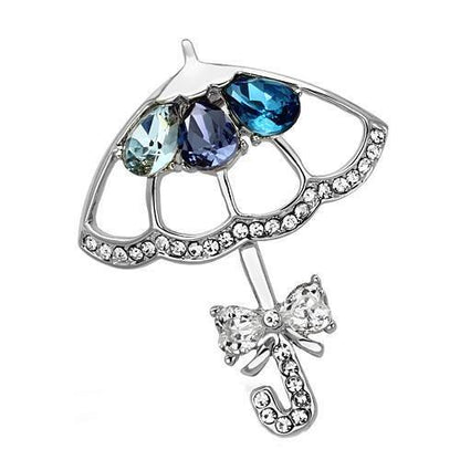 MALO2854 - Imitation Rhodium White Metal Brooches with Synthetic Glass Bead in Multi Color