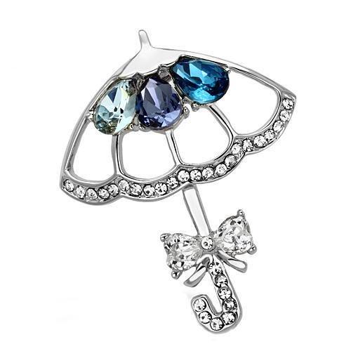 MALO2854 - Imitation Rhodium White Metal Brooches with Synthetic Glass Bead in Multi Color