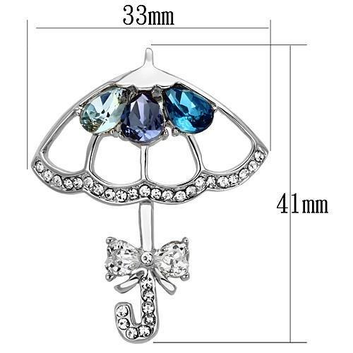 MALO2854 - Imitation Rhodium White Metal Brooches with Synthetic Glass Bead in Multi Color