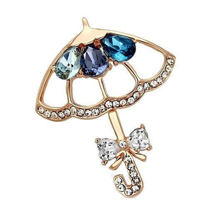 MALO2855 - Flash Rose Gold White Metal Brooches with Synthetic Glass Bead in Multi Color