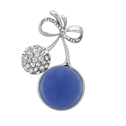 MALO2857 - Flash Rose Gold White Metal Brooches with Synthetic Synthetic Stone in Capri Blue