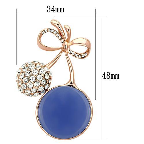 MALO2857 - Flash Rose Gold White Metal Brooches with Synthetic Synthetic Stone in Capri Blue