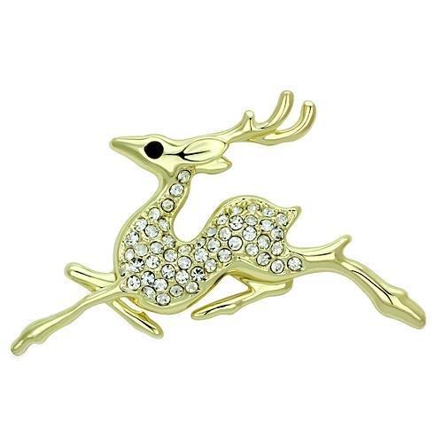 MALO2859 - Flash Gold White Metal Brooches with Top Grade Crystal  in Multi Color