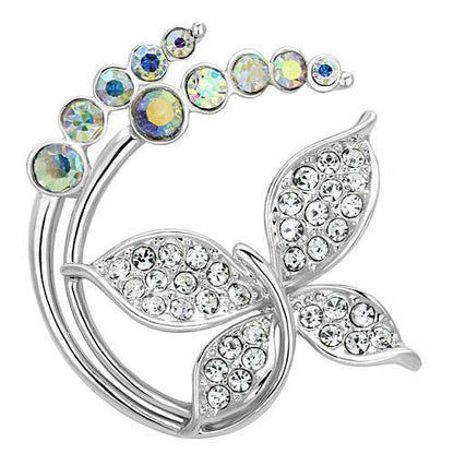 MALO2860 - Imitation Rhodium White Metal Brooches with Top Grade Crystal  in Aurora Borealis (Rainbow Effect)