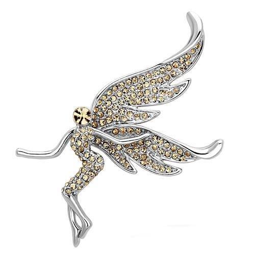 MALO2862 - Imitation Rhodium White Metal Brooches with Top Grade Crystal  in Champagne