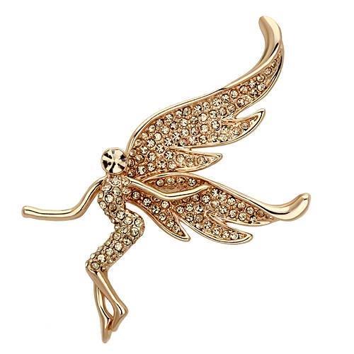 MALO2863 - Flash Rose Gold White Metal Brooches with Top Grade Crystal  in Champagne