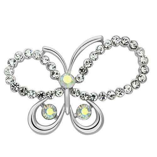 MALO2864 - Imitation Rhodium White Metal Brooches with Top Grade Crystal  in Aurora Borealis (Rainbow Effect)
