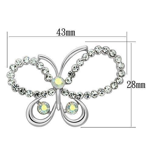 MALO2864 - Imitation Rhodium White Metal Brooches with Top Grade Crystal  in Aurora Borealis (Rainbow Effect)