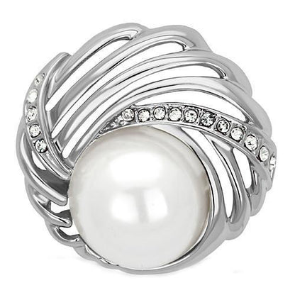 MALO2866 - Imitation Rhodium White Metal Brooches with Synthetic Pearl in White