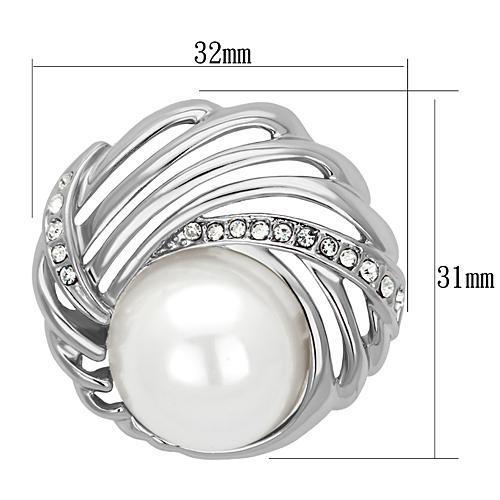 MALO2866 - Imitation Rhodium White Metal Brooches with Synthetic Pearl in White