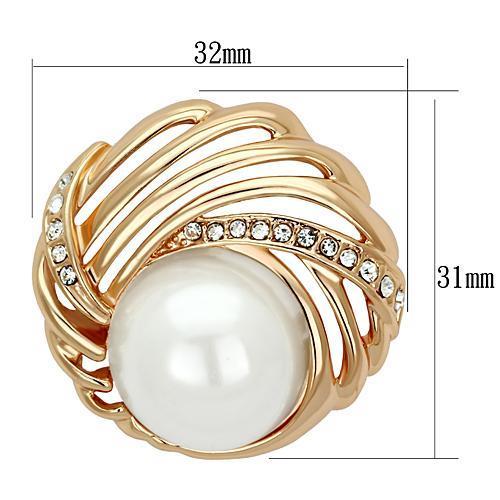 MALO2867 - Flash Rose Gold White Metal Brooches with Synthetic Pearl in White