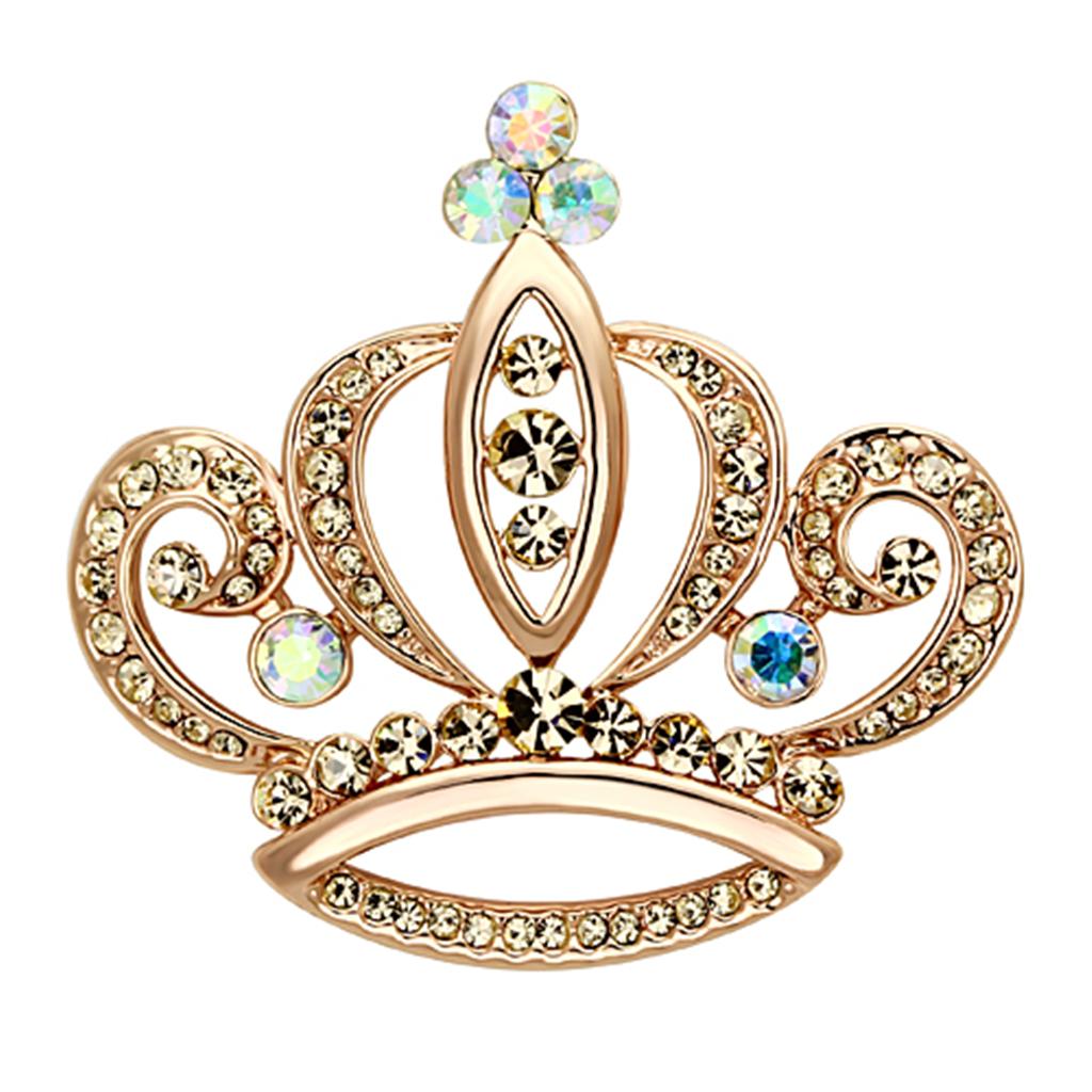 MALO2871 - Flash Rose Gold White Metal Brooches with Top Grade Crystal  in Multi Color