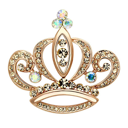 MALO2871 - Flash Rose Gold White Metal Brooches with Top Grade Crystal  in Multi Color