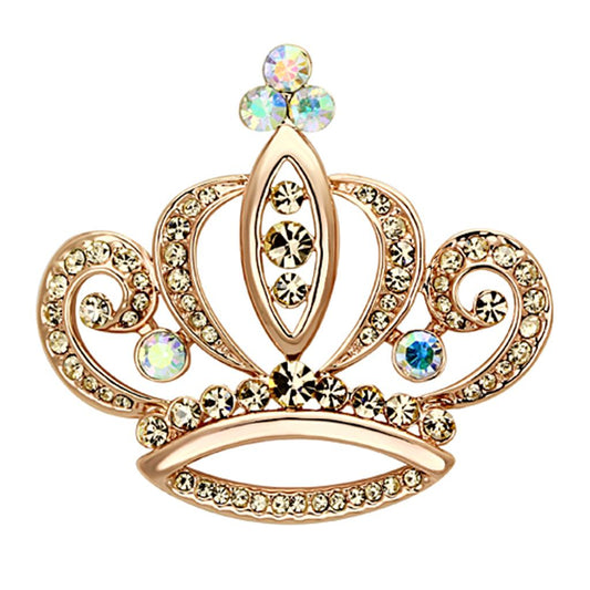 MALO2871 - Flash Rose Gold White Metal Brooches with Top Grade Crystal  in Multi Color