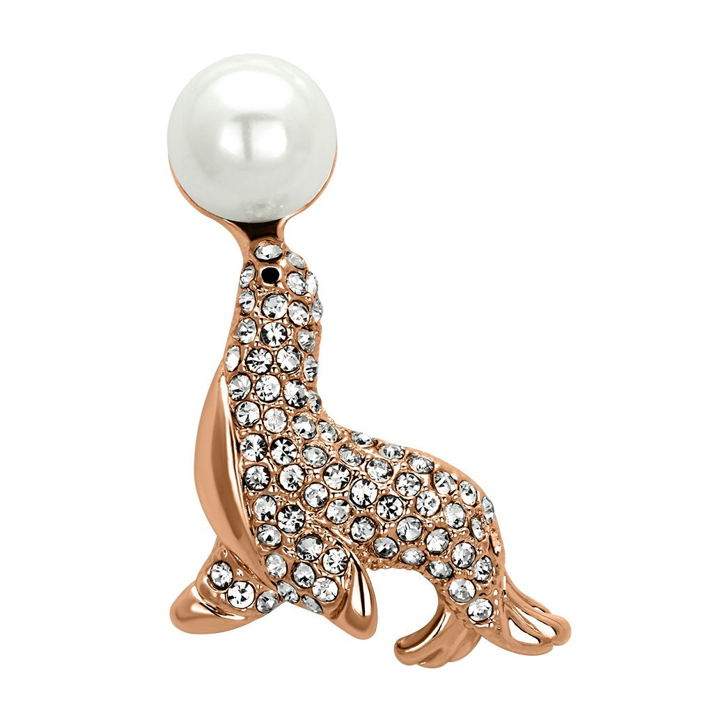 MALO2872 - Imitation Rhodium White Metal Brooches with Synthetic Pearl in White