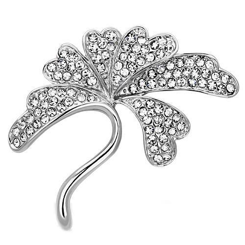 MALO2874 - Imitation Rhodium White Metal Brooches with Top Grade Crystal  in Clear