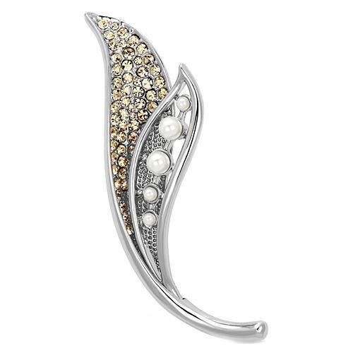 MALO2876 - Imitation Rhodium White Metal Brooches with Synthetic Pearl in White