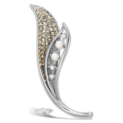 MALO2877 - Flash Rose Gold White Metal Brooches with Synthetic Pearl in White