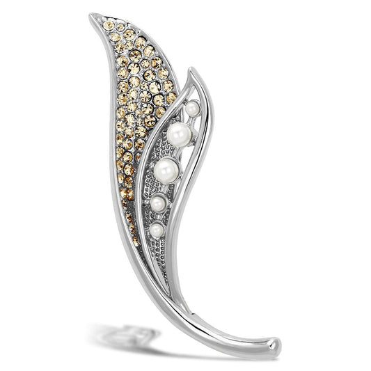 MALO2877 - Flash Rose Gold White Metal Brooches with Synthetic Pearl in White