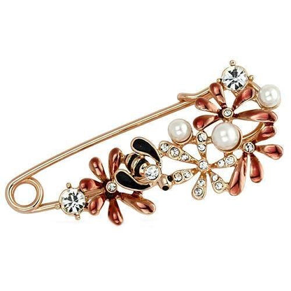 MALO2879 - Flash Rose Gold White Metal Brooches with Synthetic Pearl in White