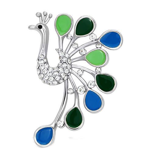MALO2880 - Imitation Rhodium White Metal Brooches with Top Grade Crystal  in Clear