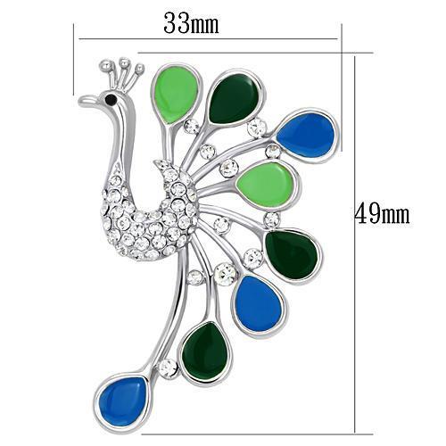 MALO2880 - Imitation Rhodium White Metal Brooches with Top Grade Crystal  in Clear