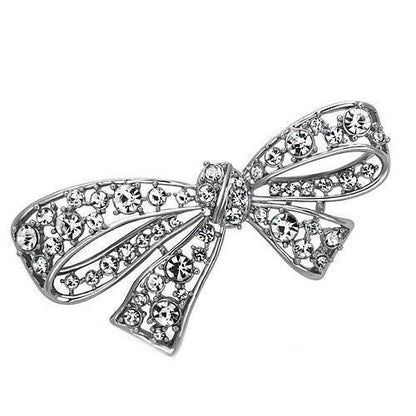MALO2882 - Imitation Rhodium White Metal Brooches with Top Grade Crystal  in Clear