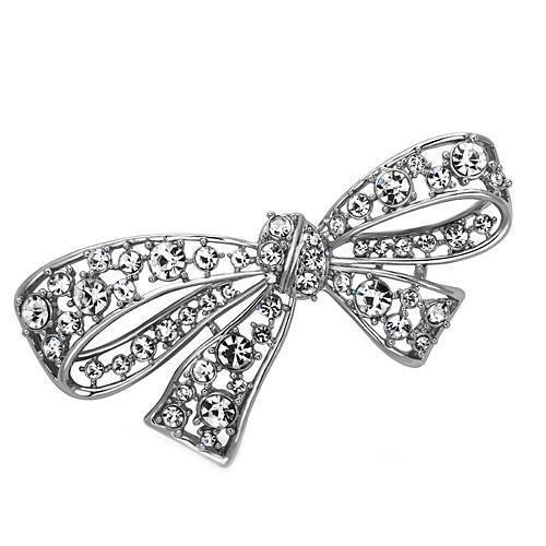 MALO2882 - Imitation Rhodium White Metal Brooches with Top Grade Crystal  in Clear