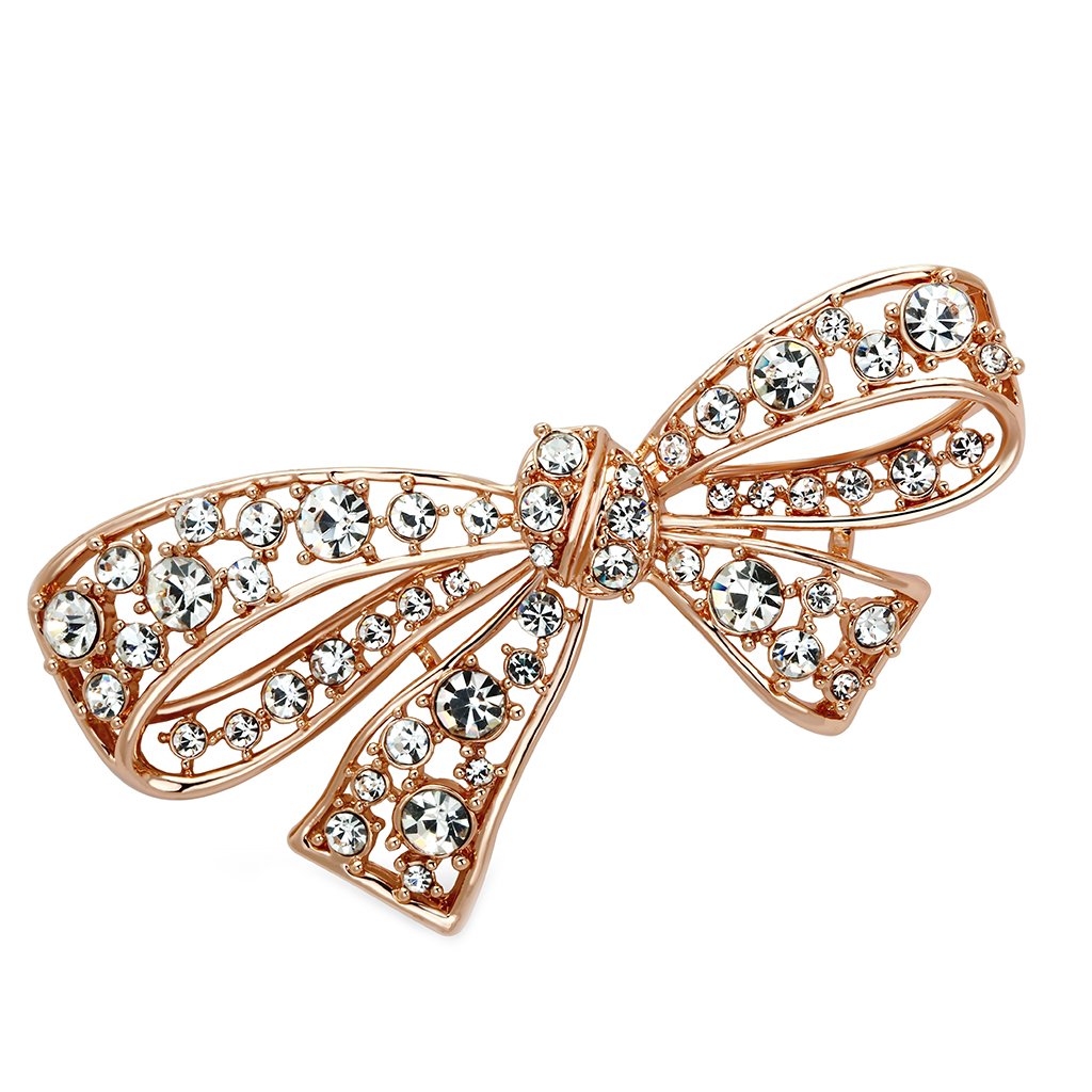 MALO2883 - Flash Rose Gold White Metal Brooches with Top Grade Crystal  in Clear
