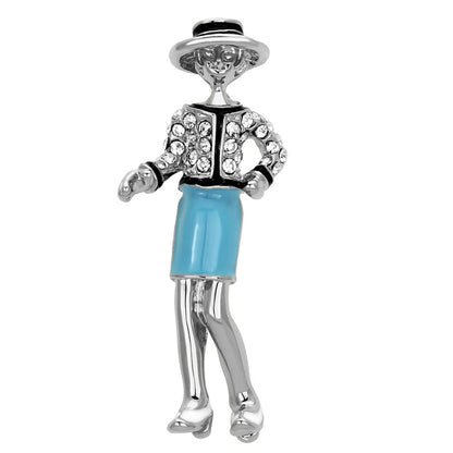 MALO2884 - Imitation Rhodium White Metal Brooches with Top Grade Crystal  in Clear