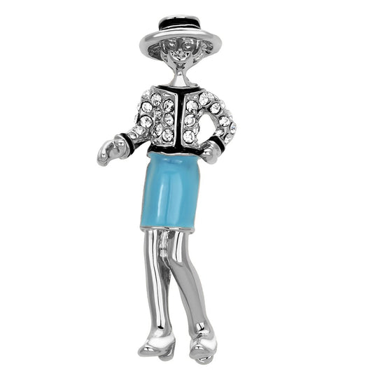 MALO2884 - Imitation Rhodium White Metal Brooches with Top Grade Crystal  in Clear