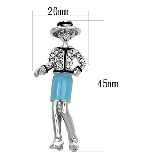 MALO2884 - Imitation Rhodium White Metal Brooches with Top Grade Crystal  in Clear