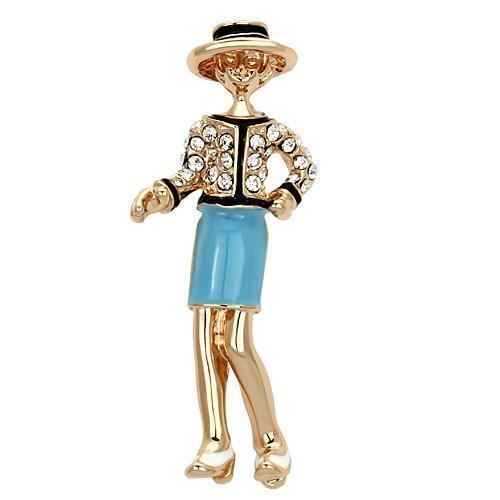 MALO2885 - Flash Rose Gold White Metal Brooches with Top Grade Crystal  in Clear