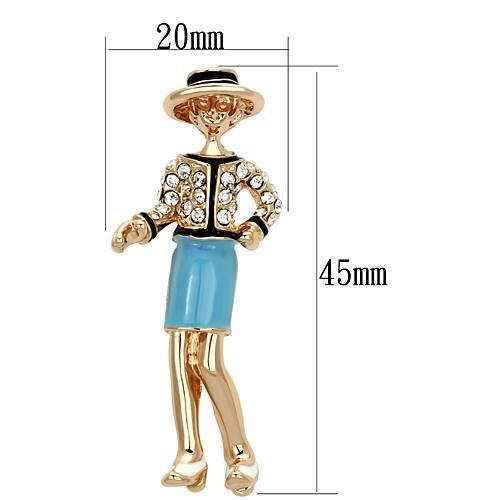 MALO2885 - Flash Rose Gold White Metal Brooches with Top Grade Crystal  in Clear