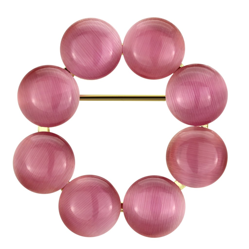 MALO2886 - Flash Gold White Metal Brooches with Synthetic Cat Eye in Rose