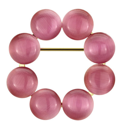 MALO2886 - Flash Gold White Metal Brooches with Synthetic Cat Eye in Rose