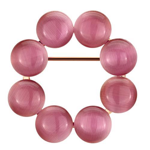MALO2887 - Flash Rose Gold White Metal Brooches with Synthetic Cat Eye in Rose